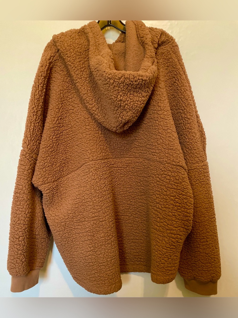 PINK Victoria's Secret Plush Taupe Sherpa Half-Zip Hoodie - Picture 3 of 10